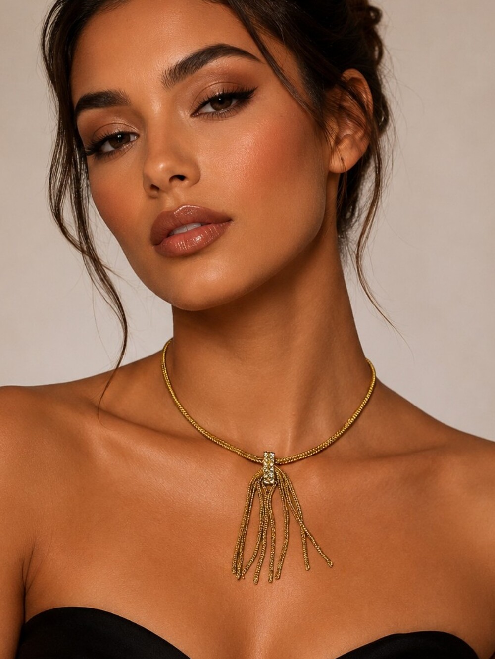 Vintage Gold Tone Tassel‎ Necklace
